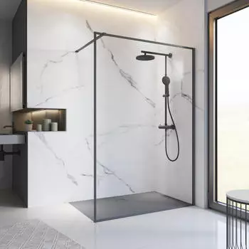 Schulte Trend 2.0 Walk-In Duschwand 140x200cm, mattschwarz, 6mm ESG (EP519212-68-500)