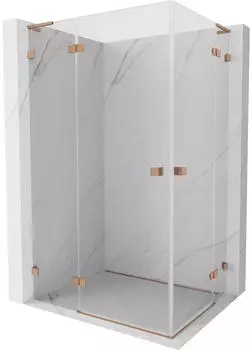 Mexen Lunar L Duo Duschkabine Schwingtür links 115x90cm, transparent, gebürstetes Kupfer (834L-115L-090P-65-00)