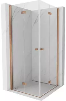 Mexen Mist-F Duo faltbare Duschkabine 95x95cm, transparent, gebürstetes Kupfer (8A6-095L-095P-65-00)