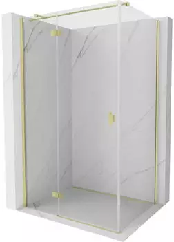 Mexen Mist-H T Duschkabine schwenkbar links 85x75cm, transparent, gebürstetes Gold (8A5T-085-075-55-00-L)