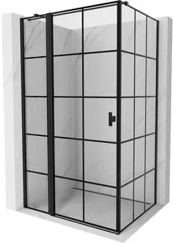 Mexen Mist T Duschkabine schwenkbar links 115x75cm, schwarzes Gitter, schwarz (8A4T-115-075-70-77-L)