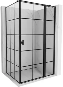 Mexen Mist T Duschkabine Drehtür rechts 95x85cm, schwarzes Gitter, schwarz (8A4T-095-085-70-77-P)