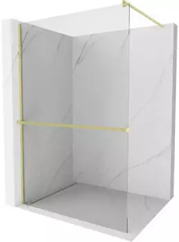 Mexen Kioto+ Walk-In Duschwand mit Ablage 100x200cm, transparent, gold gebürstet (800-100-121-55-00)