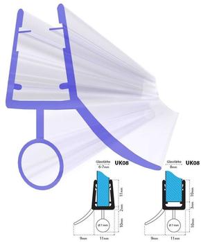 STEIGNER 40cm UK08 -- Ersatzdichtung f&uuml;r 6mm7mm8mm Glasdicke Wasserabweiser Duschdichtung Schwallschutz Duschkabine