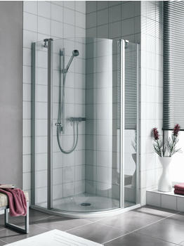 Kermi Ibiza 2000 Runddusche mit Gleittüren Klarglas hell KermiClean Weiß 90 x 80cm x 200cm Radius 520 (I2 S3R V2220 2PK)
