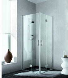 Kermi Liga 90x200cm Eckeinstieg Halbteil 2-teilig Klarglas hell KermiClean Silber Hochglanz (LI 2CR 09320 VPK)