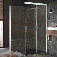 Koralle S600Plus Eckdusche Schiebetür EDS2 80 R, Schenkel rechts, 800mm, Duschkabinen: Profil/Blende: Silber hochglanz/Bianco, Glas: ESG GlasPlus