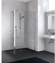 Kermi Liga 123x200cm Walk-In Wall mit beweglichem Flügel Klarglas hell Silber mattglanz (LIT1R123201AK)