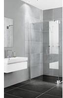 Kermi Pasa XP Seitenwand f Pendelt&uuml;r 1-fl. und Festfeld PXTFL100181AK 100x185cm, silber mattglanz, ESG klar, links, auf Duschwanne
