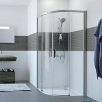 Hüppe Classics 2 Gleittür EasyEntry 1/4 Kreis Echtglas 90 x 200 cm Radius 55 cm silber matt