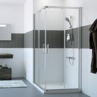 Hüppe Classics 2 Gleittüreckeinstieg 2-teilig Echtglas 80 x 200 cm silber hochglanz