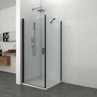Sanotechnik Duschwand "Elite Black" BxH: 79,5 x 195 cm, Fixglas mit Alu-Profil in