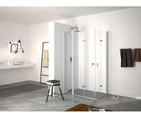 Hüppe Design pure Schwingfalttür mit festem Segment, Rechtsbefestigung, silber hochglanz, ESG klar (8P7104092321)