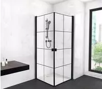 Glasdusche Clean Line 90 X 90 X 200 - Schwarz - Eckdusche - Duschkabine - Dusche -