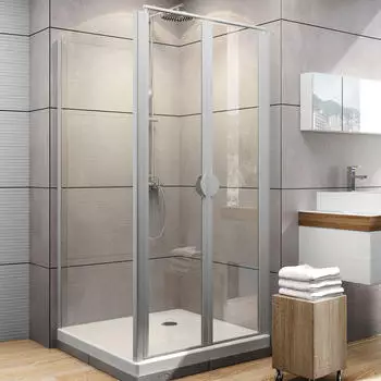 Schulte Lugano ExpressPlus Pendelt&uuml;r BxT: 90 x 90 cm Alu/ESG klar