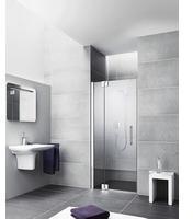 Kermi Pasa XP Pendelt&uuml;r 1-fl&uuml;gelig mit Festfeld PX1TR090181AK 90x185cm, silber mattglanz, ESG klar, rechts