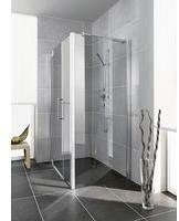 Kermi Pasa XP Seitenwand f&uuml;r Pendelt&uuml;r mit Festfeld PXUWD100181PK 100x185cm, silber mattglanz, ESG klar Clean, auf Duschwanne