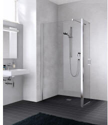 Kermi Liga 120x200cm Walk-In Wall mit beweglichem Flügel Klarglas hell Silber Hochglanz (LIT1L12020VAK)