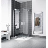 Kermi Filia XP Pendelt&uuml;r-Eckeinstiegsh&auml;lfte FXEPR09018VAK 90x185cm, silber hochglanz, ESG klar, rechts, auf Duschwanne