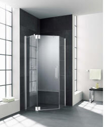 Kermi Pasa XP Fünfeck-Duschkabine Pendeltür PXL50100201YK 100x100x200cm, silber matt, ESG SR OpacoClean, links