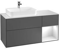 Villeroy & Boch Villeroy und Boch Finion Waschtischunterschrank G402GFPH 120cm, Abdeckplatte black matt, Emotion, Regal rechts Glossy white lacquer, Glossy Black Lacquer