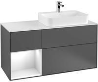 Villeroy & Boch Villeroy und Boch Finion Waschtischunterschrank G391MTPH 120cm, Abdeckplatte white matt, Emotion, Regal links White matt lacquer, Glossy Black Lacquer