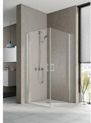 Kermi Pega Pendelt&uuml;r-Eckeinstiegsh&auml;lfte PE1ER10020VYK 100x200cm, silber hochglanz ESG Opaco Clean, rechts