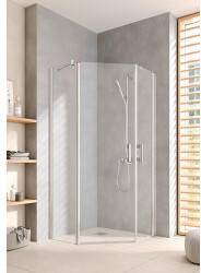 Kermi Pega Fünfeck-Duschkabine PE50L10018VNK 100x100x185cm, silber hochglanz ESG SR Arena C, links