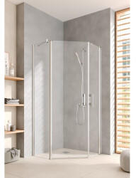 Kermi Pega Fünfeck-Duschkabine PE50L10020VNK 100x100x200cm, silber hochglanz ESG SR Arena C, links