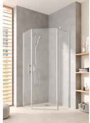 Kermi Pega F&uuml;nfeck-Duschkabine PE45R09018VNK 90x90x185cm, silber hochglanz ESG Arena C, rechts