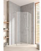 Kermi Pega F&uuml;nfeck-Duschkabine PE53R10020VYK 100x100x200cm, silber hochglanz ESG Opaco Clean, rechts