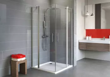 Schulte ExpressPlus Alexa Style 2.0 Eckeinstieg Pendelt&uuml;r BxT: 90 x 90 cm Alu/klar Fixil-Beschichtung
