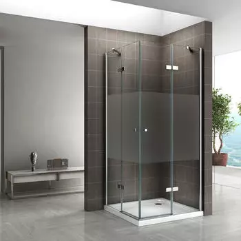 i-flair Eckdusche 75 x 90 cm Scharniert&uuml;r Mittelsatiniert nanobeschichtet