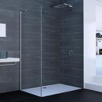 Hüppe Xtensa pure Seitenwand für Walk-In Gleittür 1-teilig mit festem Segment B: 90 H: 200 cm ESG klar mit ANTI-PLAQUEsilber hochglanz XT0307069322