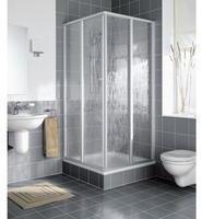 Kermi Nova 2000 Eck-Halbteil Eckeinstieg 2-teilig mit Gleitt&uuml;ren 750 x 2000 mm Kunstglas Kerolan Fontana Wei&szlig; (N2ED20752021K)