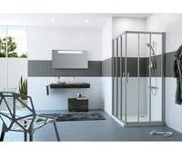 Hüppe Classics 2 Gleittür Eckeinstieg 3-teilig silber matt Glas ESG klar (C21209087321)