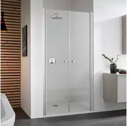 Koralle TwiggyPlus Pendeltür 2-teilig in Nische 100 970-1010x2000 silber matt VZ01210020AA1