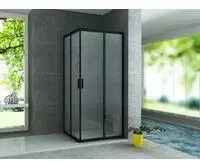 Aloni Duschkabine Eckdusche mit Schiebet&uuml;r 800x800x1950mm schwarz-matter Rahmen Klarglas 6mm - Aloni