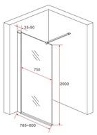 Aloni Walk-In Duschwand schwarz 80x200cm Rauchglas 8mm Duschglas Nano-Beschichtung Duschabtrennung