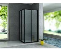 Duschkabine Eckeinstieg Schwarz Matt 900x900x1950mm - Aloni