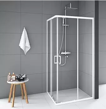 Marwell Eckdusche BxT: 90x90 cm Einscheibensicherheitsglas weiß