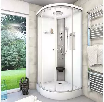 SeniorBad GmbH Duschkabine Fertigdusche Dusche Komplettkabine D10-10T1-EC 90x90cm MIT 2K Scheiben Versiegelung