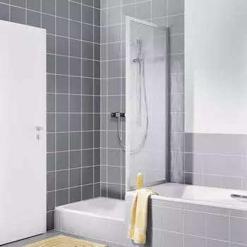 Kermi Nova 2000 Seitenwand verk&uuml;rzt 90 x 175 cm Kunstglas kerolan fontana / silber mattglanz (N2TWD0901711K)