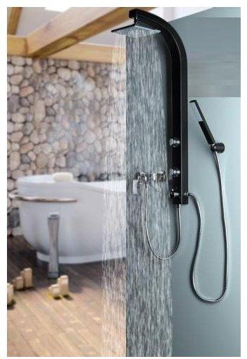 Bad Dusche Duschpaneel Duschsäule Regendusche Aluminium Schwarz Chrom Sanlingo 