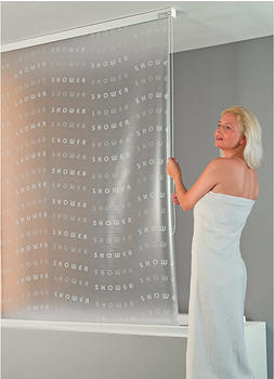ECO-DuR Kassetten-Duschrollo de luxe 134x240cm Shower silber/weiß
