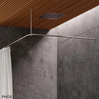 Phos Design Duschvorhangstange L-Form 110 x 110 cm zur Verschraubung
