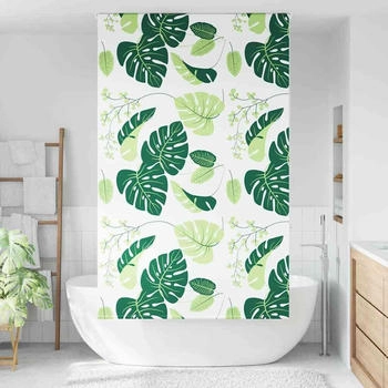 vidaXL Duschrollo 120x240 cm Stoffbreite 116 cm, Grüne Blätter
