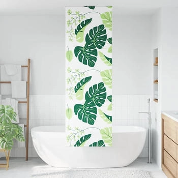 vidaXL Duschrollo 80x240 cm Stoffbreite 76 cm, Gr&uuml;ne Bl&auml;tter