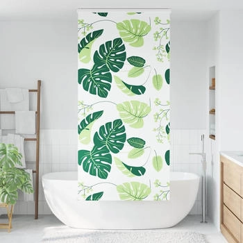 vidaXL Duschrollo mit Kassette 90x240 cm Stoffbreite 86 cm, Gr&uuml;ne Bl&auml;tter