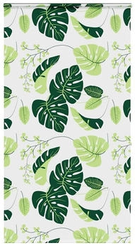 vidaXL Duschrollo mit Kassette 130x240 cm Stoffbreite 126 cm, Grüne Blätter